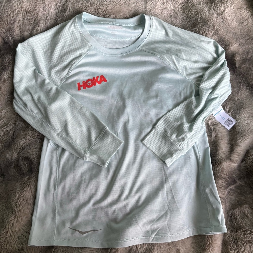 Hoka One One Light Blue 3/4 Sleeve Performance Shirt